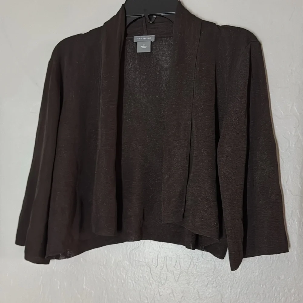 Ann Taylor Brown Shrug with Shawl Collar